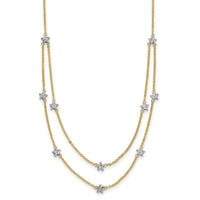 14K Two Tone Double Chain Star Necklace-SF2926-18