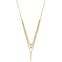 14K Three Layer D/C Bead/Star/Bar Necklace-SF2929-18