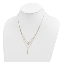 14K Three Layer D/C Bead/Star/Bar Necklace-SF2929-18