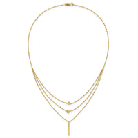 14K Three Layer D/C Bead/Star/Bar Necklace-SF2929-18