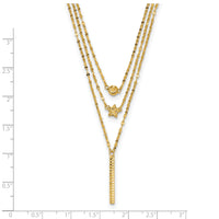 14K Three Layer D/C Bead/Star/Bar Necklace-SF2929-18