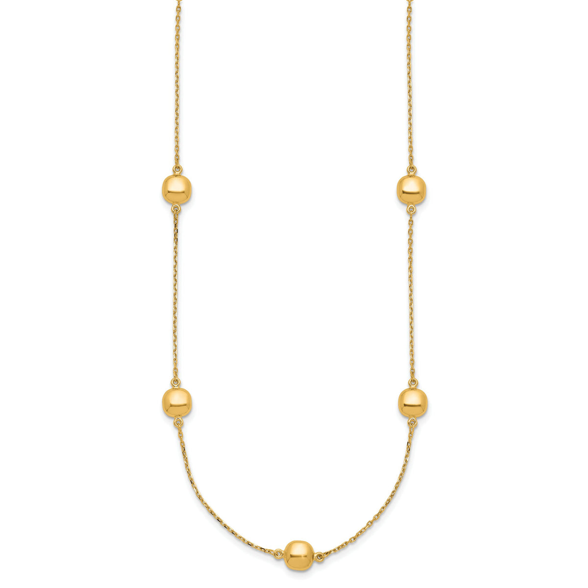 14K Polished 5 Station 16in w/2 in ext. Necklace-SF2934-16