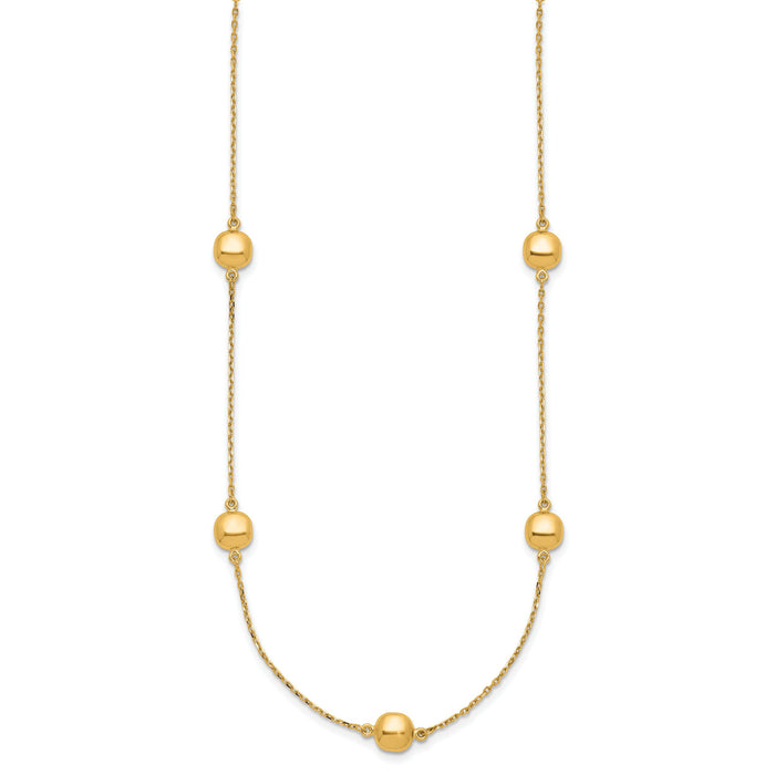 14K Polished 5 Station 16in w/2 in ext. Necklace-SF2934-16