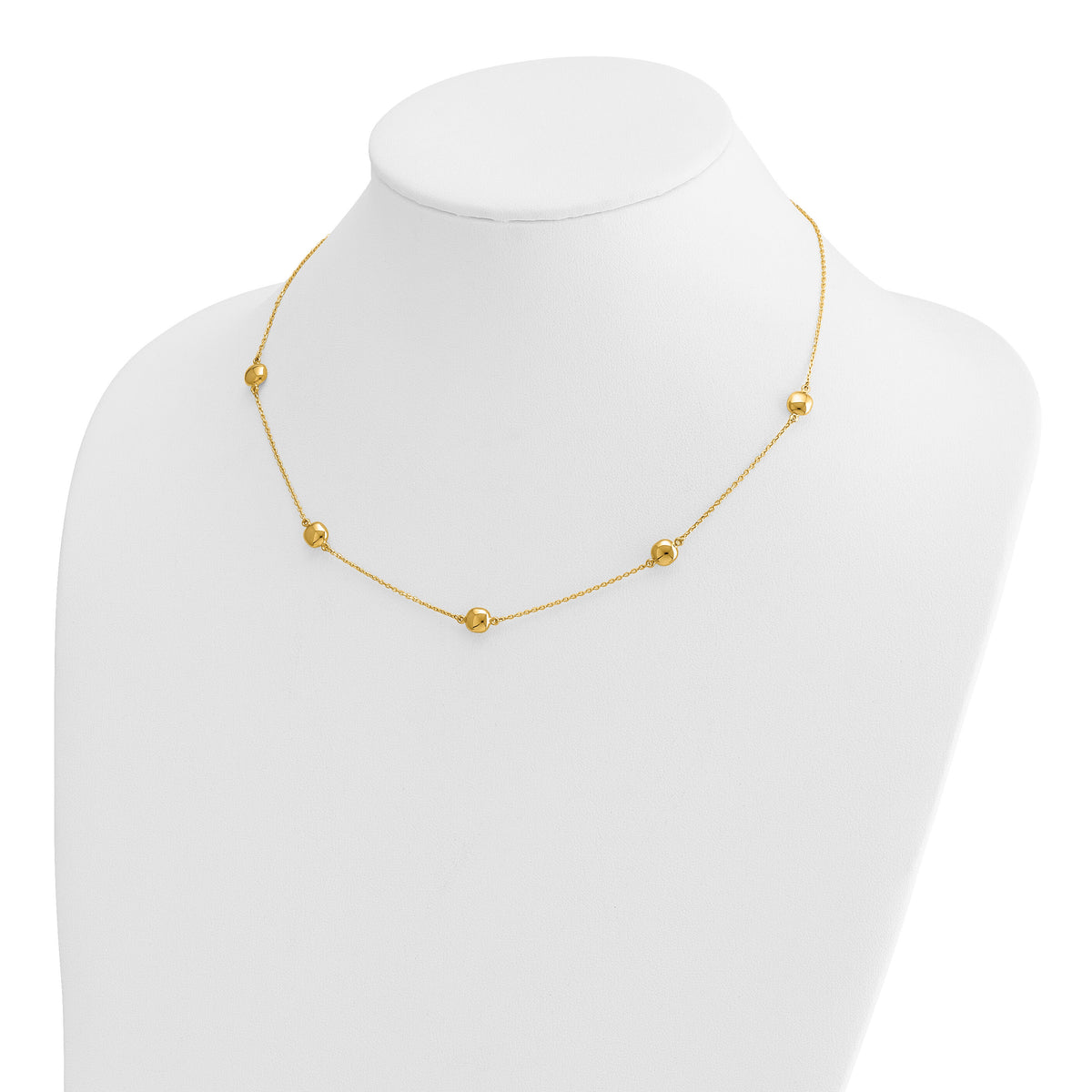14K Polished 5 Station 16in w/2 in ext. Necklace-SF2934-16