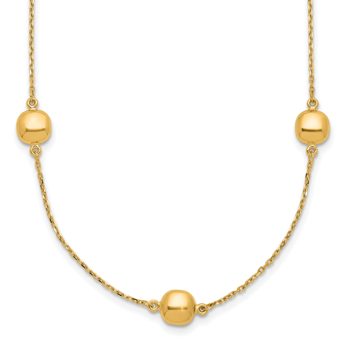14K Polished 5 Station 16in w/2 in ext. Necklace-SF2934-16