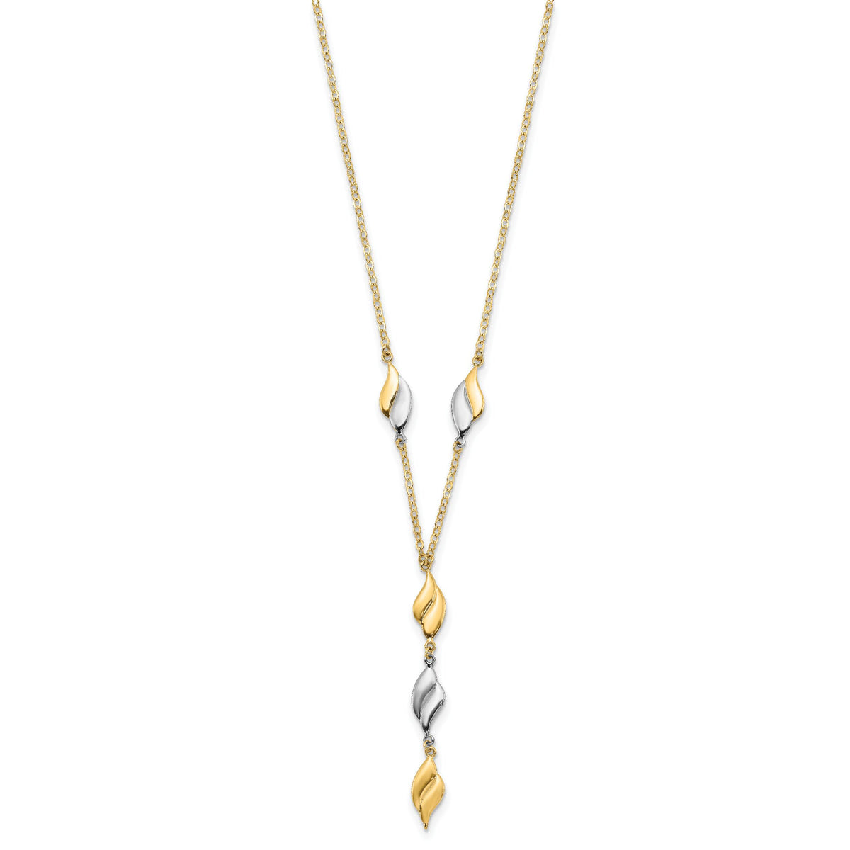 14K Two-tone Polished Fancy Y Drop Necklace-SF2939-17