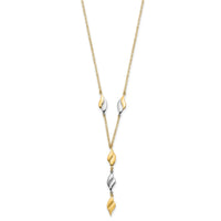 14K Two-tone Polished Fancy Y Drop Necklace-SF2939-17