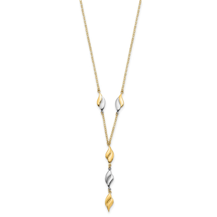 14K Two-tone Polished Fancy Y Drop Necklace-SF2939-17