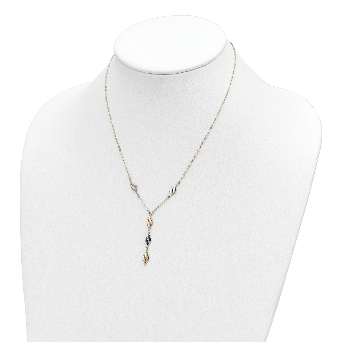 14K Two-tone Polished Fancy Y Drop Necklace-SF2939-17