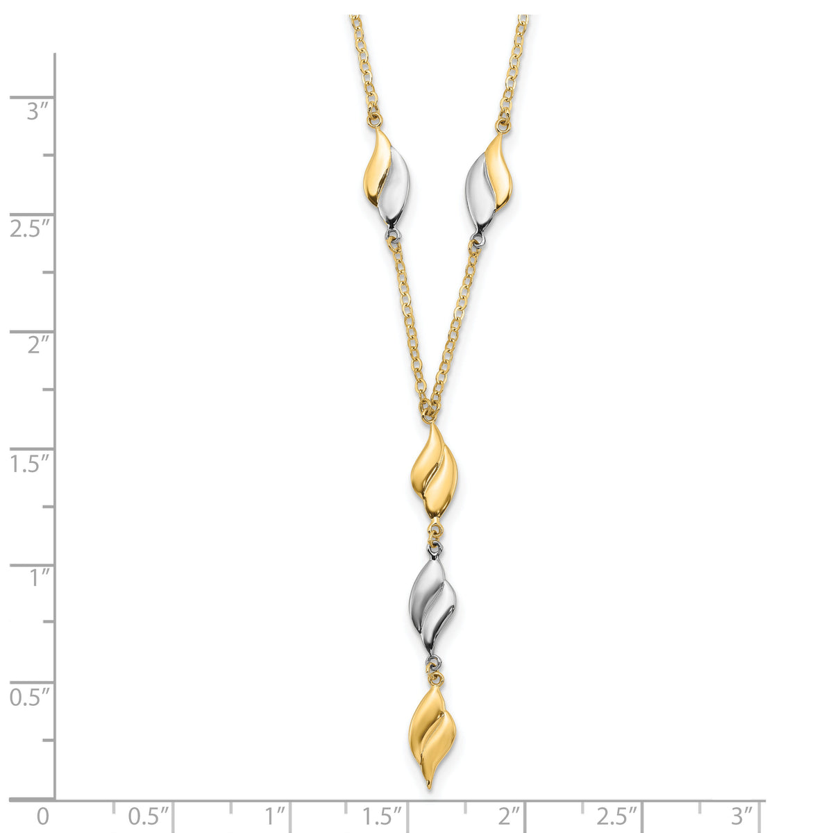 14K Two-tone Polished Fancy Y Drop Necklace-SF2939-17