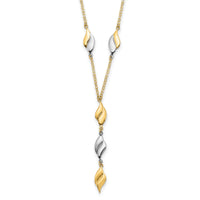 14K Two-tone Polished Fancy Y Drop Necklace-SF2939-17
