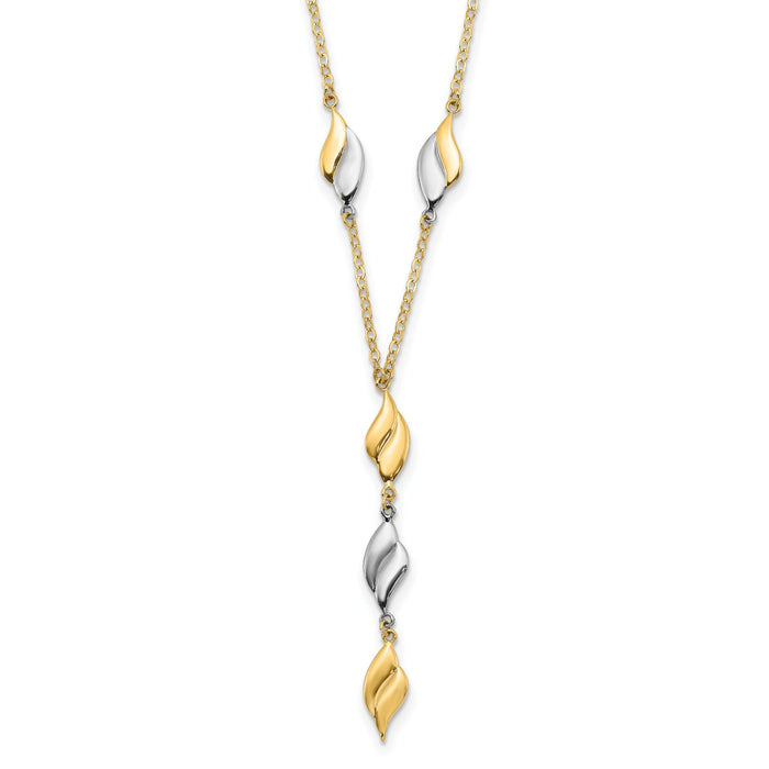 14K Two-tone Polished Fancy Y Drop Necklace-SF2939-17