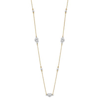 14K Two Tone Polished D/C Hearts Necklace-SF2942-18