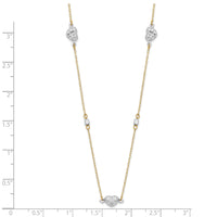 14K Two Tone Polished D/C Hearts Necklace-SF2942-18