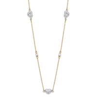 14K Two Tone Polished D/C Hearts Necklace-SF2942-18