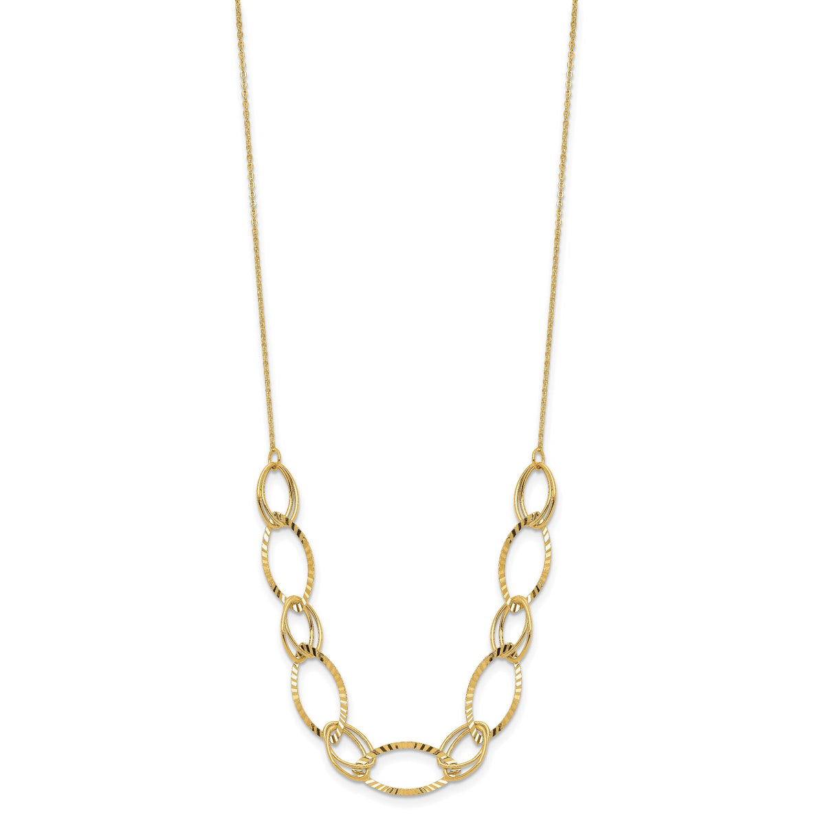 14K Polished D/C Oval Link Necklace-SF2943-18