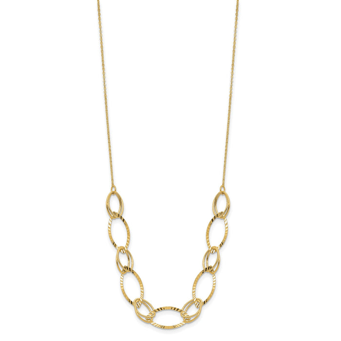 14K Polished D/C Oval Link Necklace-SF2943-18