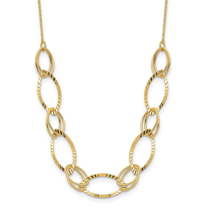 14K Polished D/C Oval Link Necklace-SF2943-18