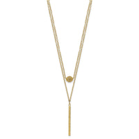 14K Double Layer Hollow Bead D/C Bar 2 in Necklace-SF2945-16