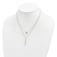 14K Double Layer Hollow Bead D/C Bar 2 in Necklace-SF2945-16