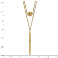 14K Double Layer Hollow Bead D/C Bar 2 in Necklace-SF2945-16
