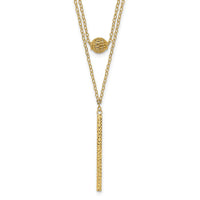 14K Double Layer Hollow Bead D/C Bar 2 in Necklace-SF2945-16
