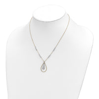 14K Two-tone Polished & D/C Teardrop Necklace-SF2946-17