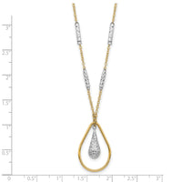 14K Two-tone Polished & D/C Teardrop Necklace-SF2946-17