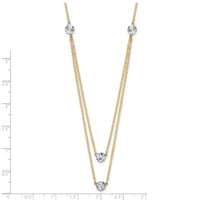 14K Two-tone Polished & D/C Discs Double Necklace-SF2949-17