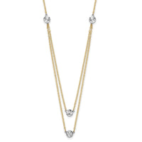 14K Two-tone Polished & D/C Discs Double Necklace-SF2949-17