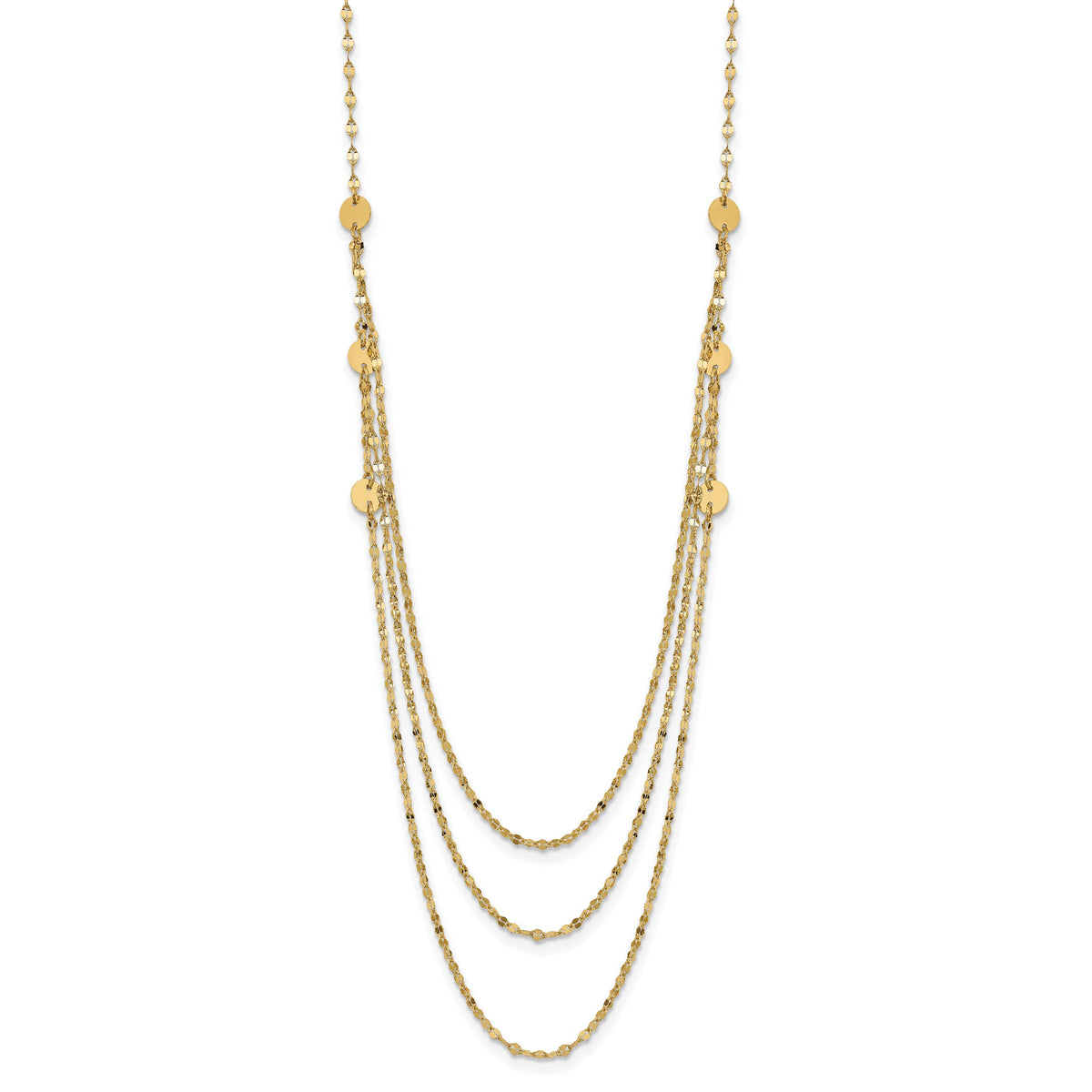 14K Triple Layer Polished Circles Fancy Necklace-SF2950-18