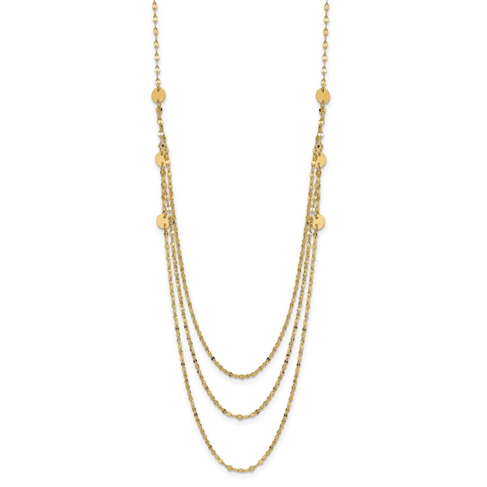 14K Triple Layer Polished Circles Fancy Necklace-SF2950-18