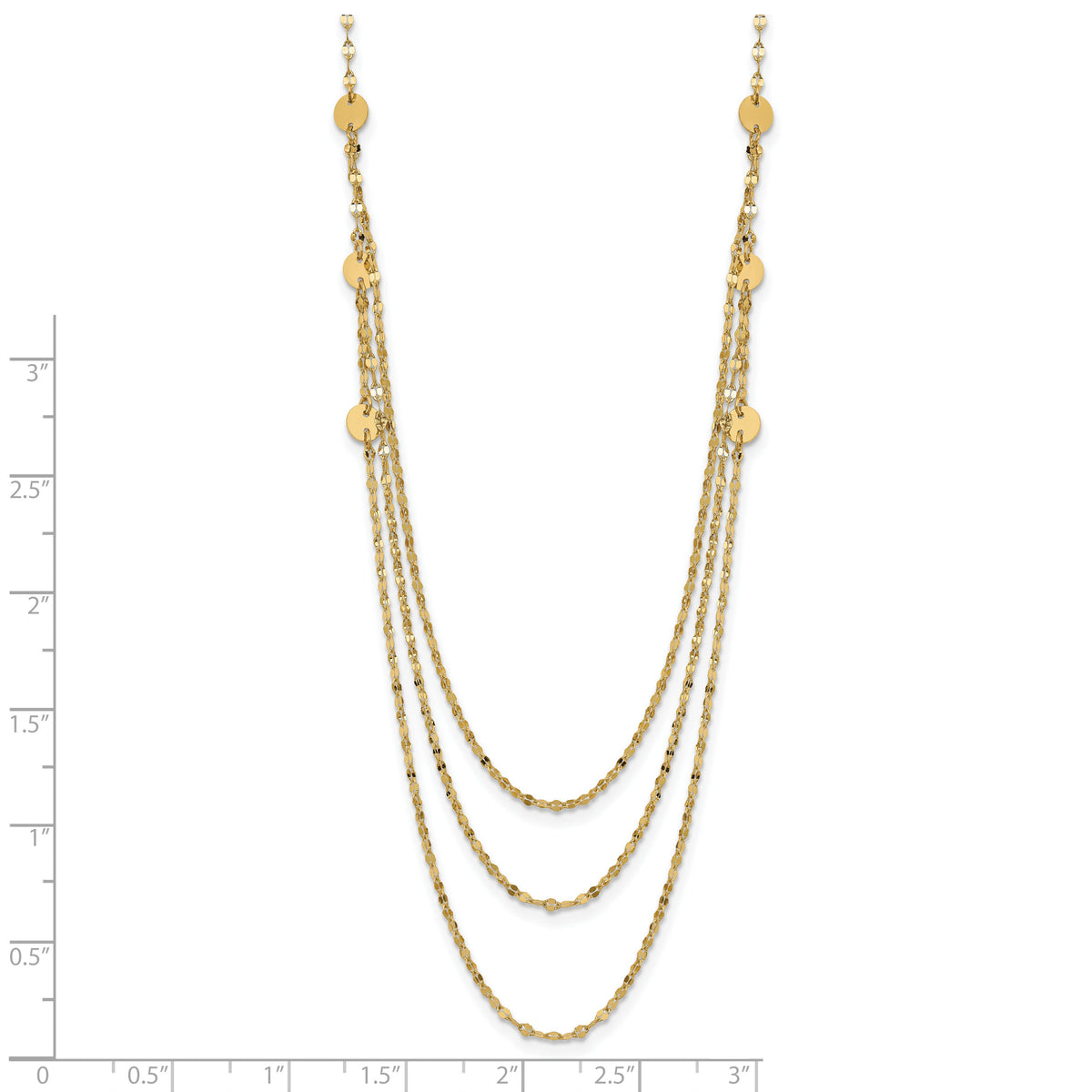 14K Triple Layer Polished Circles Fancy Necklace-SF2950-18