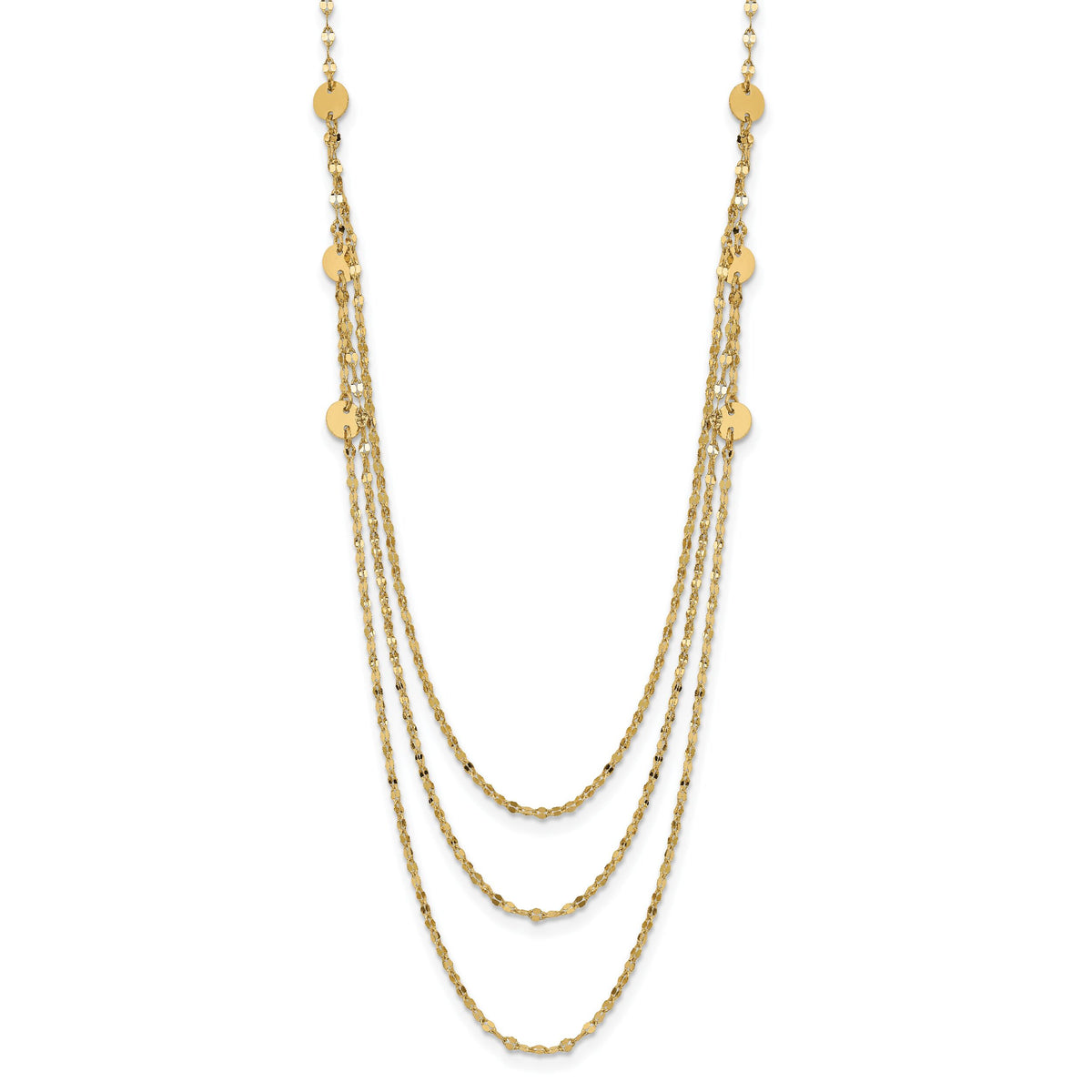 14K Triple Layer Polished Circles Fancy Necklace-SF2950-18