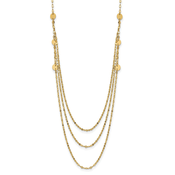14K Triple Layer Polished Circles Fancy Necklace-SF2950-18