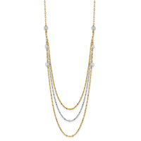 14k Two-tone Triple Layer Polished Circles Fancy Necklace-SF2950Y/W-18