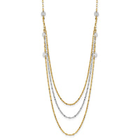 14k Two-tone Triple Layer Polished Circles Fancy Necklace-SF2950Y/W-18