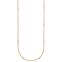 14K Two-tone Diamond-cut Mini Bar Links Fancy Necklace-SF2953-18