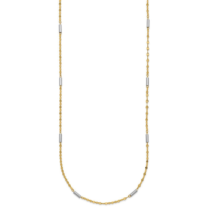14K Two-tone Diamond-cut Mini Bar Links Fancy Necklace-SF2953-18