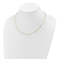 14K Two-tone Diamond-cut Mini Bar Links Fancy Necklace-SF2953-18