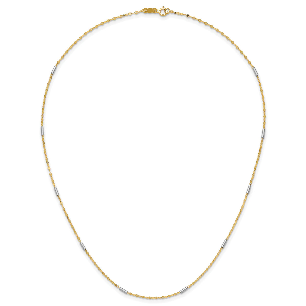 14K Two-tone Diamond-cut Mini Bar Links Fancy Necklace-SF2953-18