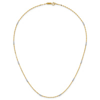 14K Two-tone Diamond-cut Mini Bar Links Fancy Necklace-SF2953-18