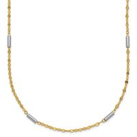 14K Two-tone Diamond-cut Mini Bar Links Fancy Necklace-SF2953-18