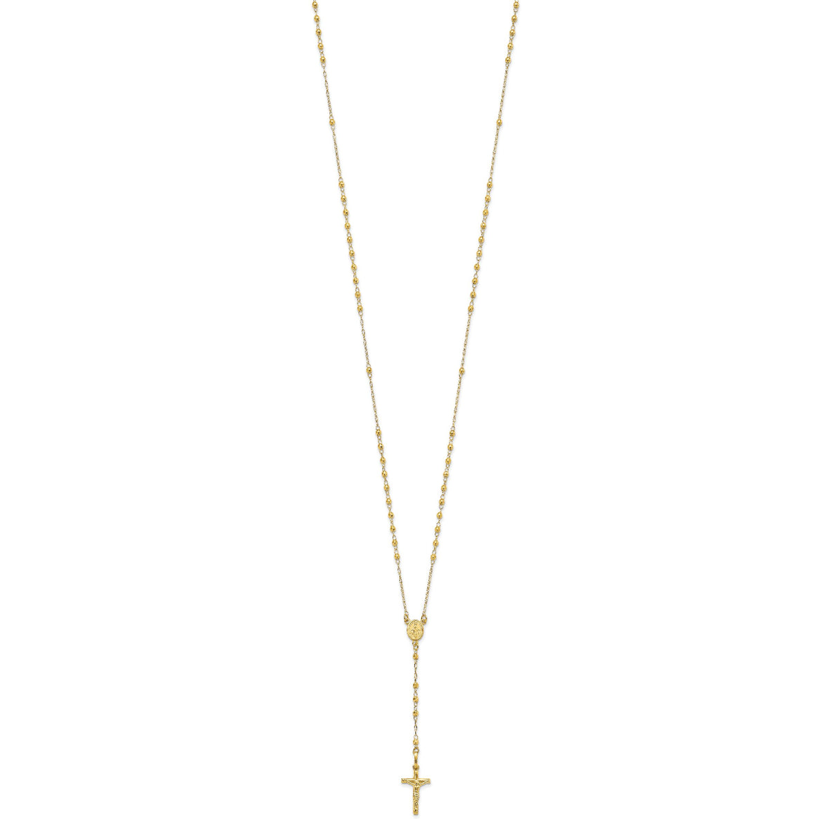 14K Polished Faceted Beads Rosary Necklace-SF2958-24