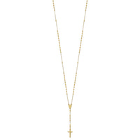 14K Polished Faceted Beads Rosary Necklace-SF2958-24
