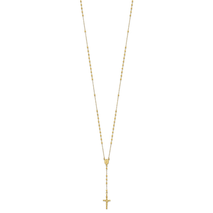 14K Polished Faceted Beads Rosary Necklace-SF2958-24
