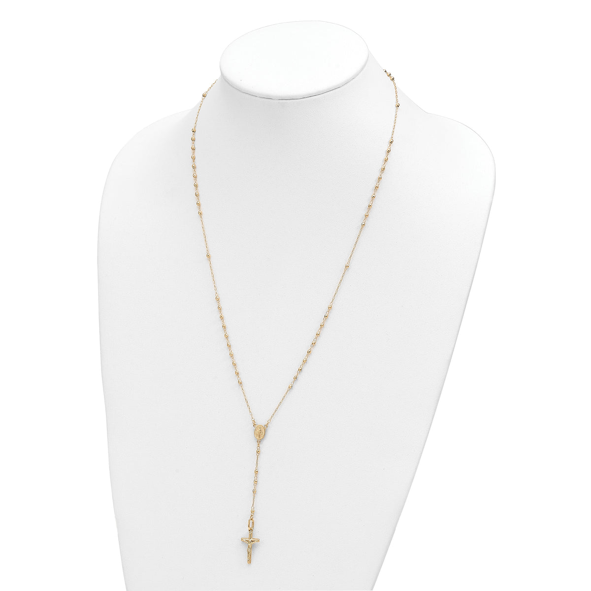 14K Polished Faceted Beads Rosary Necklace-SF2958-24