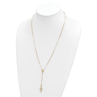14K Polished Faceted Beads Rosary Necklace-SF2958-24