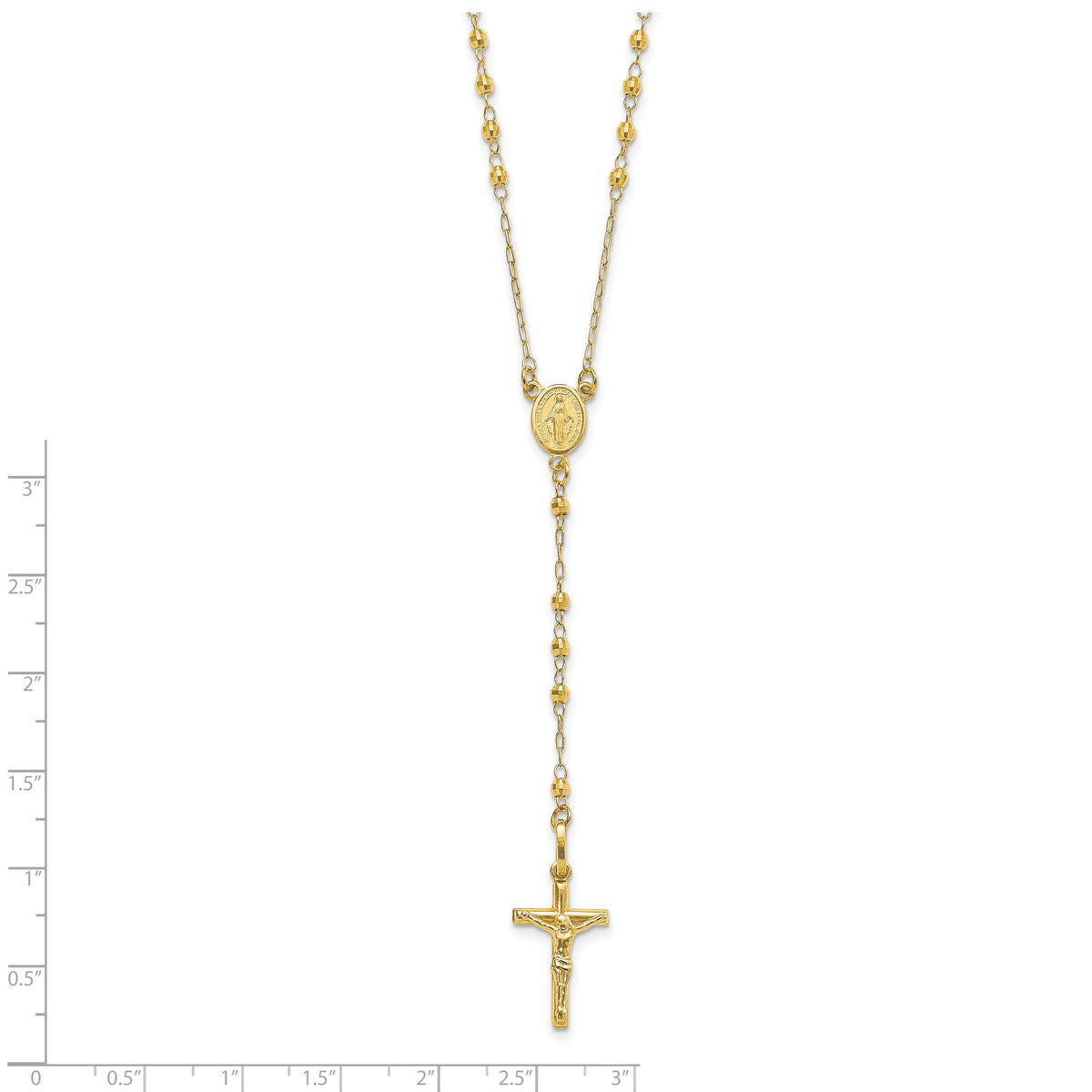 14K Polished Faceted Beads Rosary Necklace-SF2958-24