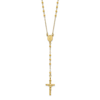 14K Polished Faceted Beads Rosary Necklace-SF2958-24